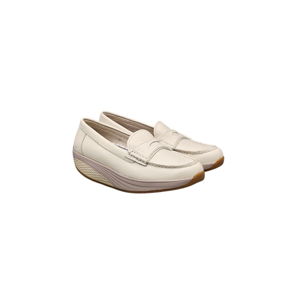 MBT Women's Size 5 US NWOB Rocker White Leather Toning Penny Loafers Shoes Flats